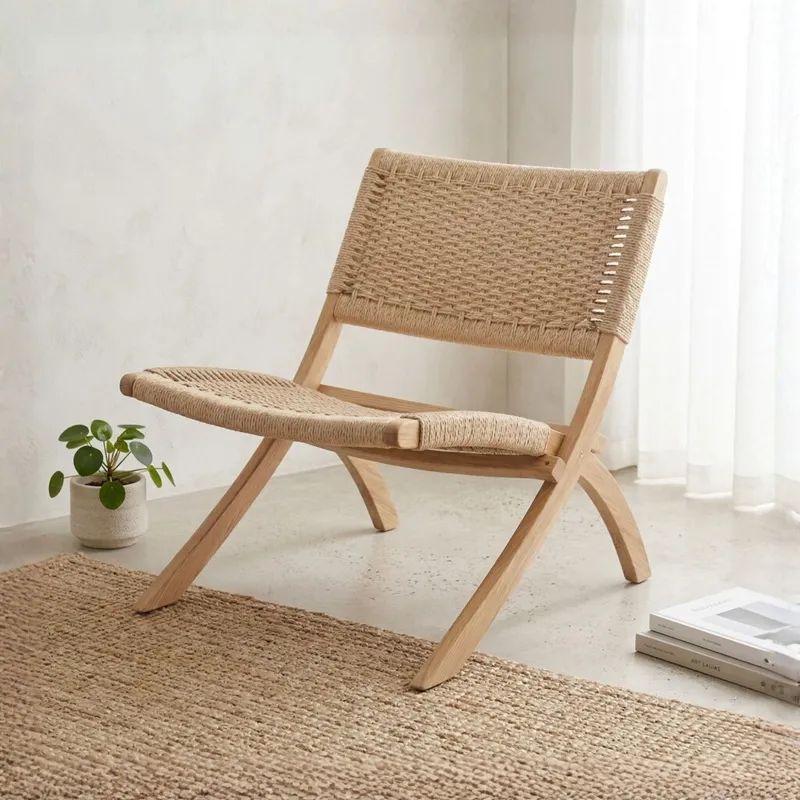 Butaca Plegable Madera Natural Tibet - Origen en Beige - Butacas, banquetas y puffs, Uruguay | Rústico Hogar
