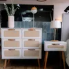 Mesa de Luz Praga - Blanca con Esterilla - Mesas de luz, Uruguay | Berna home, vista 3 de 4