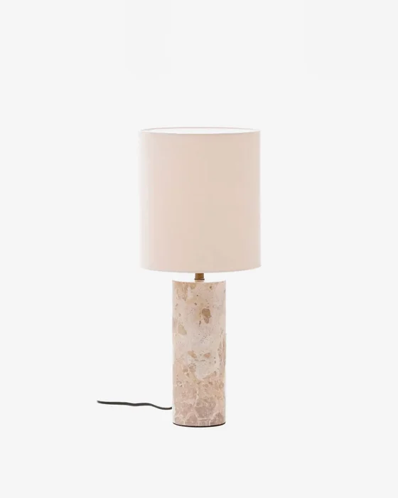 Lámpara de mesa Raze de mármol beige y pantalla de lino beige en Beige - Lámparas de mesa, Uruguay | Kavehome