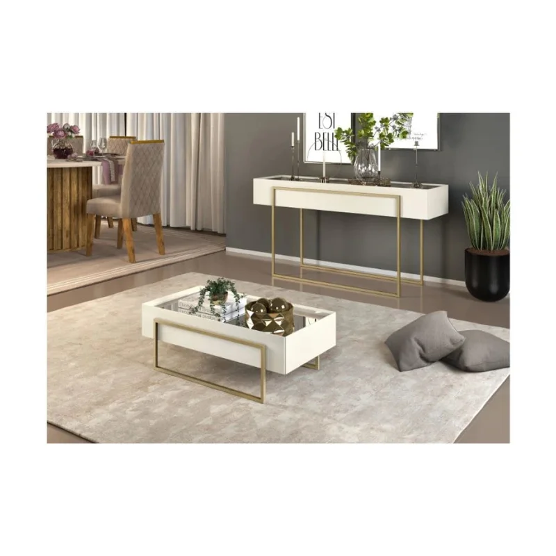 Mesa de Living Vidrio y Metal - Línea París - Blanco en Blanco - Mesas de living, Uruguay | Ecowood, vista 6
