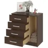Comoda Cajonera Petit para Dormitorio de 4 Cajones 1 Puerta - FE - Marron en Marrón - Cómodas, Uruguay | Mulata, vista 4 de 5