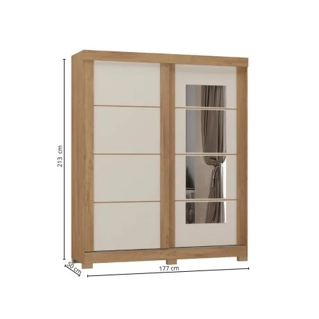 Ropero 2 puertas corredizas con espejo - Blanco en Blanco - Roperos y placares, Uruguay | La Cueva Muebles, vista 8