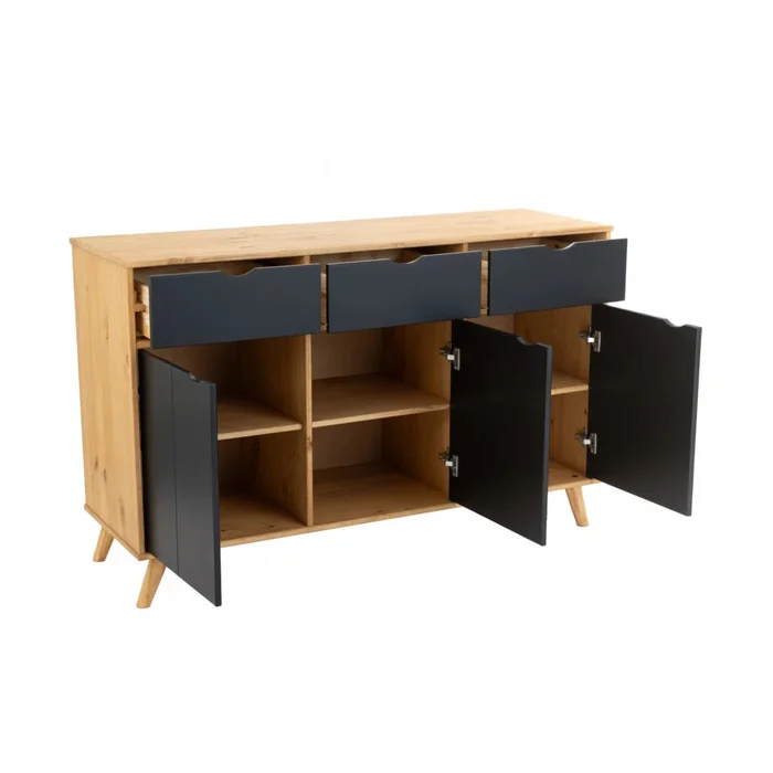 Aparador 3 Puertas 3 Cajones Negro - Línea Berlín en Negro - Muebles para TV, Uruguay | Ecowood, vista 2