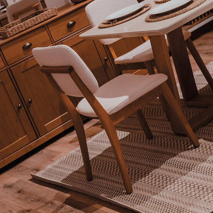 Silla de Comedor - Línea Nevada - Bouclé/Natural en Blanco - Sillas, Uruguay | Ecowood, vista 3
