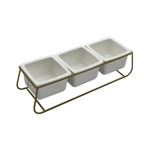 3 MACETAS CERAMICA 28x10x10CM BLANCO/DORADO en Blanco - Macetas, Uruguay | Koz
