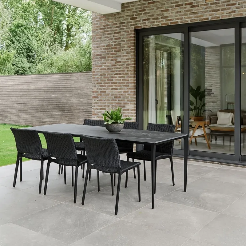 MESA DE EXTERIOR CELLINA NEGRO RECTANGULAR - Mesas de comedor, Uruguay | Viasono