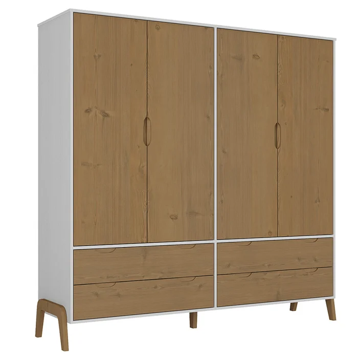 Ropero 4 puertas Linea Veneza - Blanco/Miel en Multicolor - Roperos y placares, Uruguay | La Cueva Muebles, vista 2