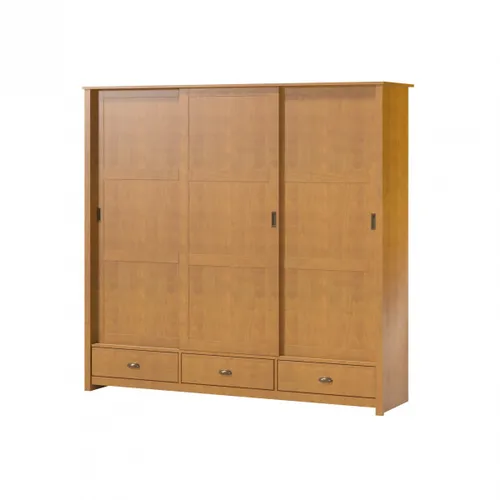 Ropero 3 puertas corredizas 3 cajones - Madera maciza - Linea Colonial - Marron en Marrón - Roperos y placares, Uruguay | Rústico Hogar