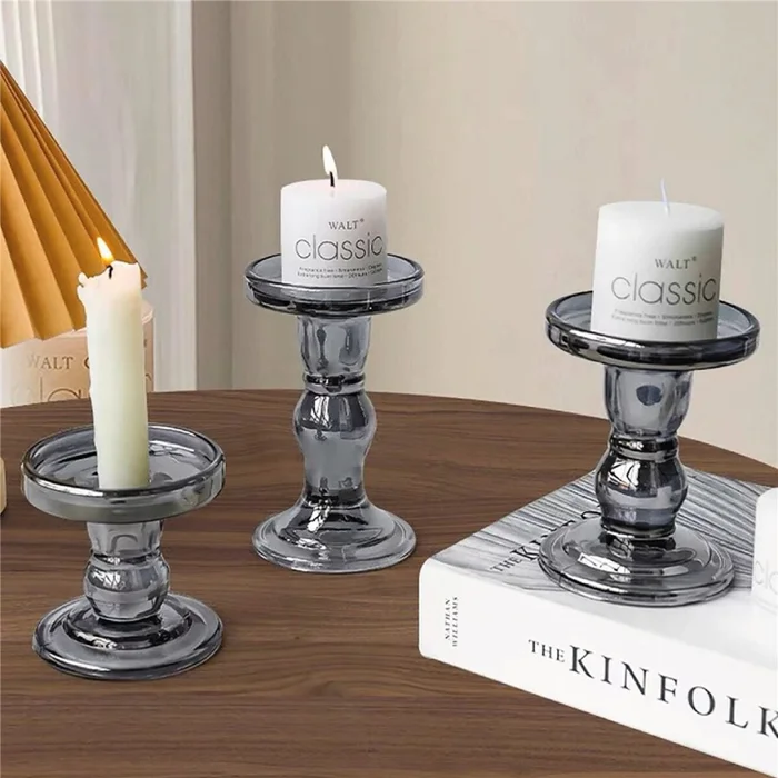 CANDELABRO VIDRIO D8.5/H11.5CM COLOR HUMO en Gris - Velas y Portavelas, Uruguay | Decohogar, vista 3