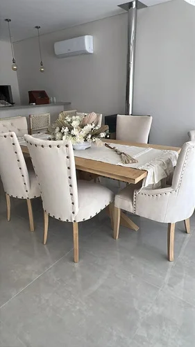 Juego De Comedor Madera Ozark Griego Con 6 Sillas De Vestir A Eleccion en Beige - Mesas de comedor, Uruguay | Ozark Home, vista 4