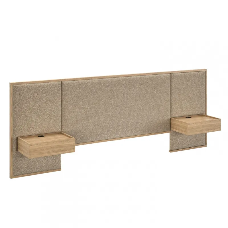 Respaldo King con mesa de luz Gael - Moderna - Hanover en Beige - Respaldos de cama, Uruguay | Rústico Hogar