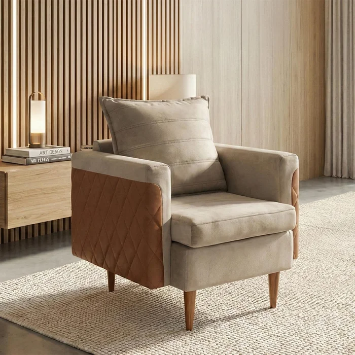 Butaca Poltrona 1 Cuerpo Alta Con Patas Capitoneada en Beige - Muebles, Uruguay | Soy Hogar, vista 11