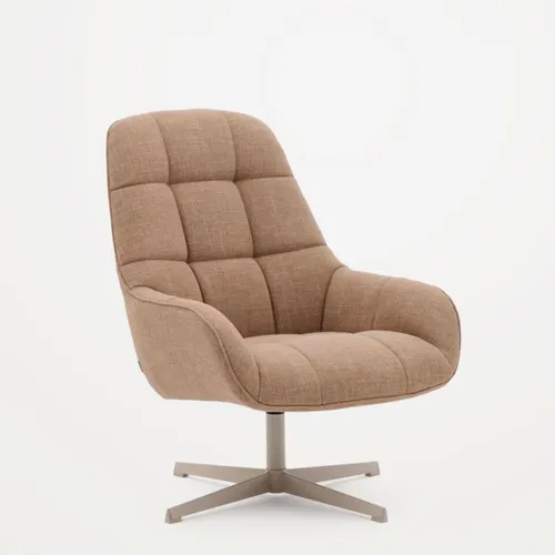 Butaca giratoria Jaspe beige y metal con - marrón claro y metal con acabado gris FSC 100% en Beige - Butacas, banquetas y puffs, Uruguay | Kavehome