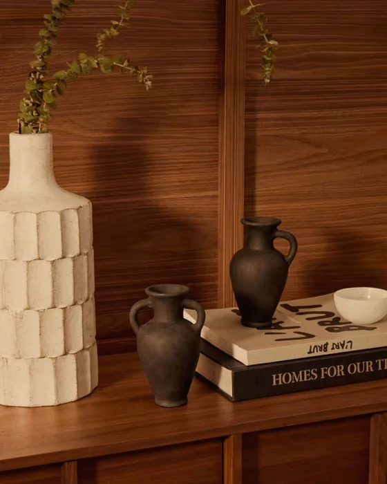 Set Tefare de 2 jarrones de terracota con acabado negro 18 cm / 18 cm en Negro - Jarrones, Uruguay | Kavehome, vista 3