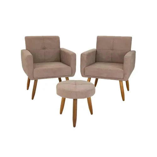 Kit 2 Poltrona + Puff Havana Marrón - Sillones y sofás, Uruguay | Ecowood