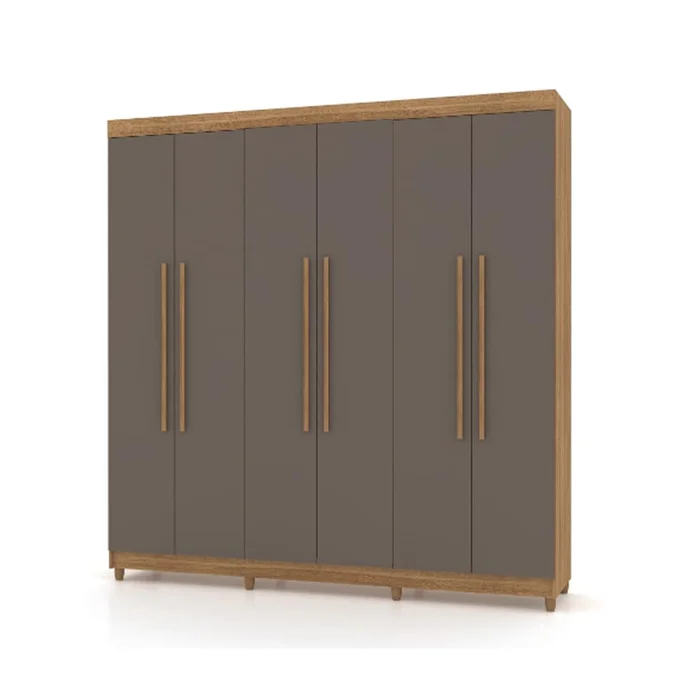 Ropero Placard 6 Puertas 2 Cajones Varios Estantes 100% Mdp en Gris, Uruguay | Lais Muebles