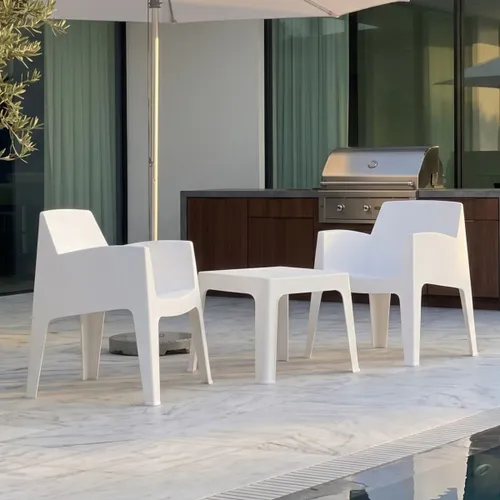 Set de Jardín Mesa + 2 sillas - Magna - Blanco en Blanco - Muebles para el exterior, Uruguay | Rústico Hogar