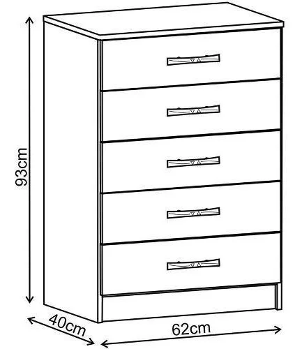 Comodas Cajoneras 5 Cajones Dormitorio Negro 058 en Marrón - Cómodas, Uruguay | Soy Hogar, vista 8