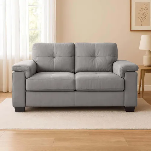 Sillón 2 Cuerpos Tela Gris Luares en Gris - Sillones y sofás, Uruguay | Divino