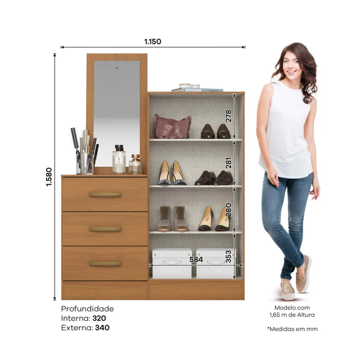 Comoda Cajonera Mdp Marron B700 en Blanco - Cómodas, Uruguay | Divino, vista 4