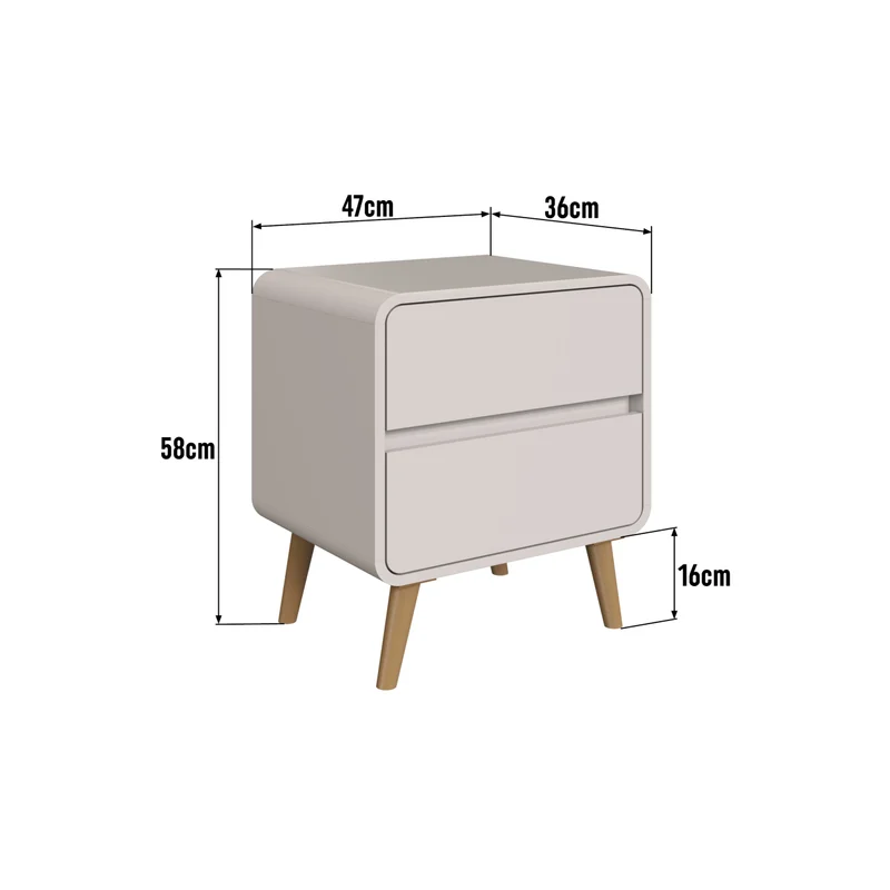 Mesa de Luz Alba con Cajones – Beige - Mesas de luz, Uruguay | RM Muebles y Deco, vista 3