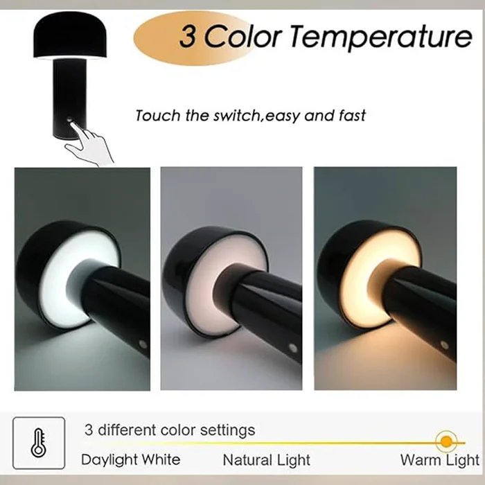 Lampara de mesa Led Svamp recargable en Negro - Lámparas de mesa, Uruguay | Alta Gracia Deco, vista 7