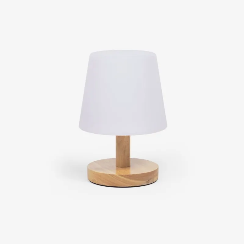 Lámpara de mesa Ambar de polietileno y madera en Madera natural - Muebles para el exterior, Uruguay | Kavehome
