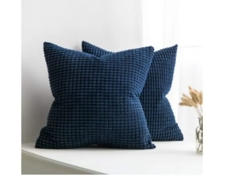 Almohadón Pana Dark Blue (trama a cuadros) en Azul - Textiles, Uruguay | Finkel
