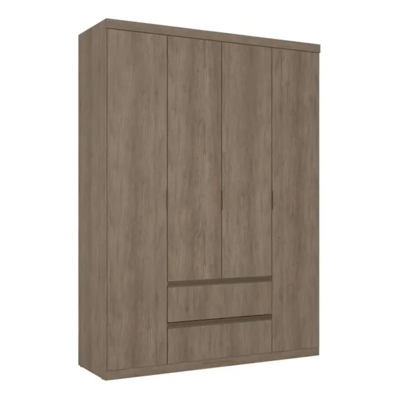 Ropero Nobre 4 Puertas 100% MDF - Nogal oscuro en Marrón - Roperos y placares, Uruguay | Nario Hogar