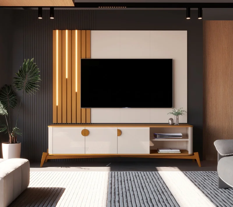 Rack 180CM - Linea Buriti 100% MDF en Blanco - Muebles para TV, Uruguay | Balton, vista 6