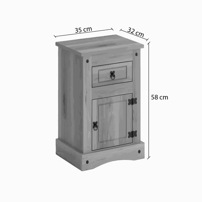 Mesa de luz 1 puerta 1 cajón - Eco - Línea Monterrey - Natural en Madera natural - Mesas de luz, Uruguay | Ecowood, vista 5