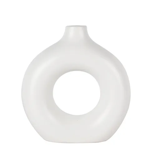 Florero cerámica circular M - blanco - Decoración, Uruguay | Concetto Casa