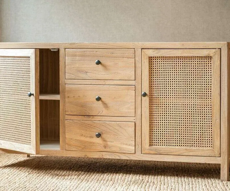 APARADOR RESORT - OLMO Y ESTERILLA - 1.60 MTS en Madera natural - Bibliotecas, Uruguay | La Iberica