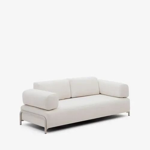 Sofá Compo 3 plazas de chenilla beige y estructura de metal gris 232 cm en Beige - Sillones y sofás, Uruguay | Kavehome