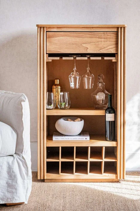 MUEBLE BAR CON BODEGUERO - ALAMO en Madera natural - Bibliotecas, Uruguay | La Iberica, vista 7