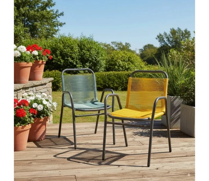 Silla Simil Rattan Linea Verde Oscuro en Verde - Muebles para el exterior, Uruguay | Albanés, vista 2