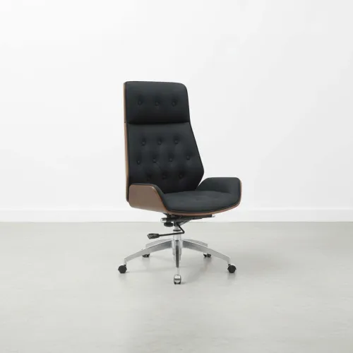 Asiento Gerencial Alto Madera-y-pu Negro Confort en Negro - Escritorios y sillas de escritorio, Uruguay | Divino