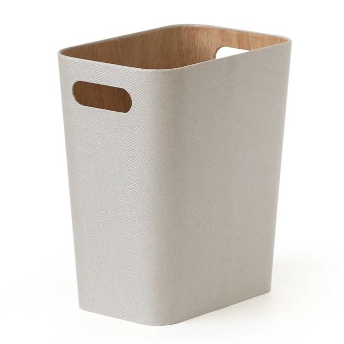PAPELERA SIN TAPA 26x18x30CM EXTERIOR TELA CREMA en Beige - Canastos, Uruguay | Decohogar