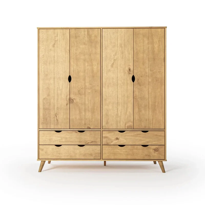 Ropero 4 Puertas - 4 Cajones - Línea Berlin - Marrón en Marrón - Roperos y placares, Uruguay | Ecowood, vista 3