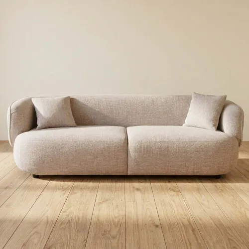 Sofá 3 Cuerpos Tela Natural-beige Livorno Natural en Madera natural - Sillones y sofás, Uruguay | Divino