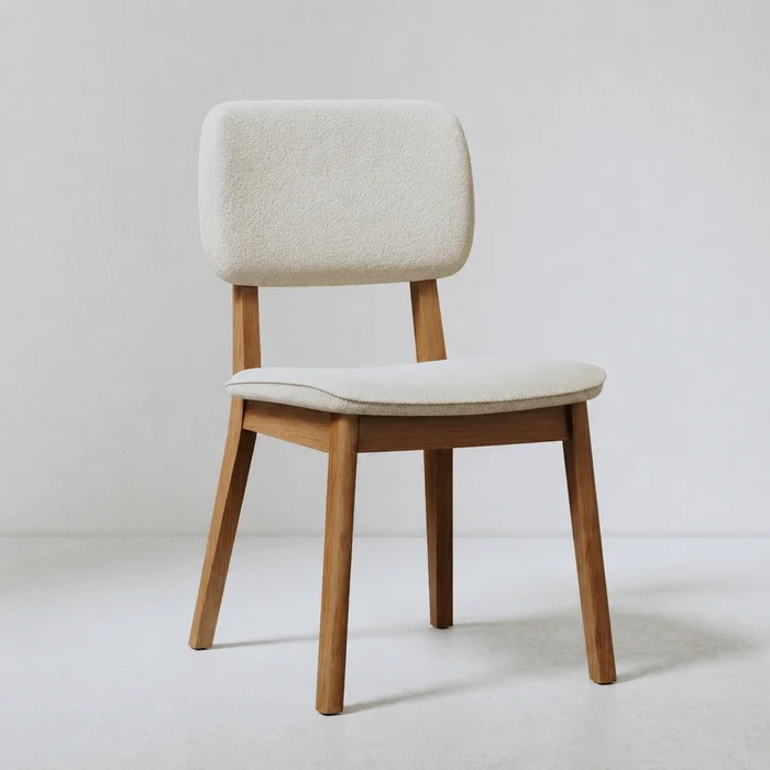 Silla de Comedor Classic Boucle/Natural Madera Maciza - Línea Manhattan en Blanco - Sillas, Uruguay | Balton, vista 2