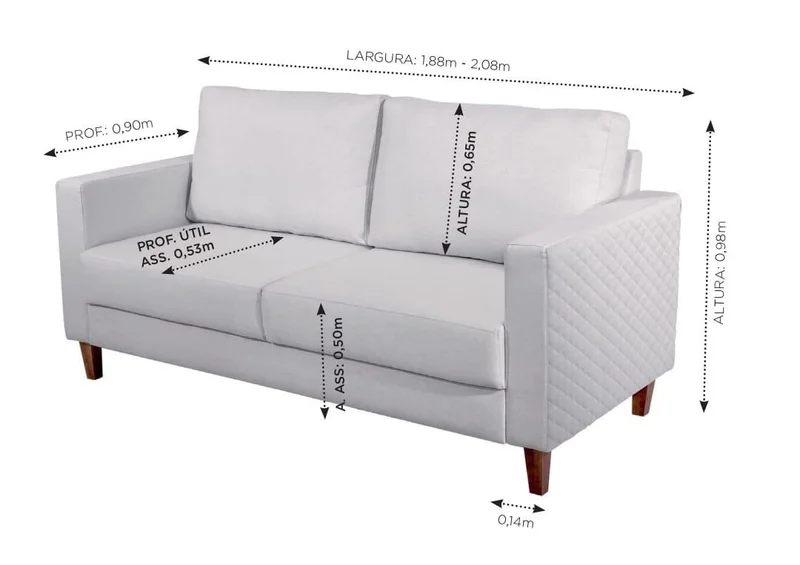 Sofá Zafiro 3 Cuerpos 210cm - Gris - Sillones y sofás, Uruguay | Berna home, vista 3