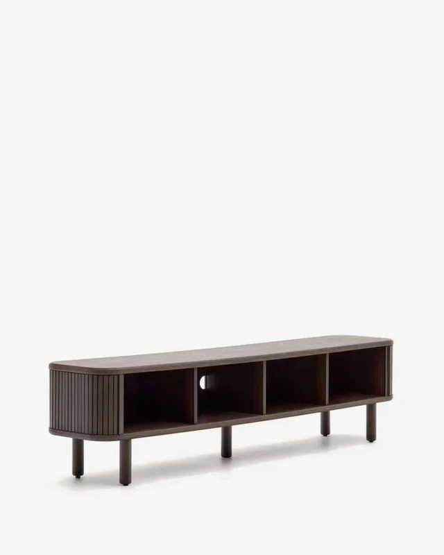Mueble TV Mailen 2 puertas en chapa de fresno - con acabado oscuro 200 x 50 cm en Negro - Muebles para TV, Uruguay | Kavehome, vista 9