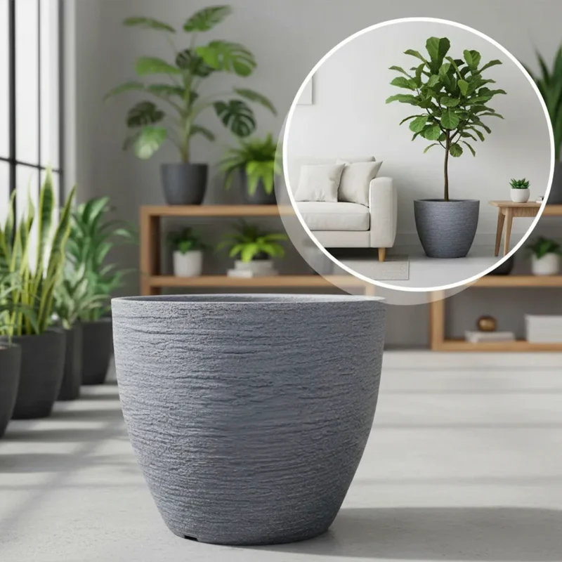 Maceta Saucer cilíndrica mediana en Gris - Macetas, Uruguay | Alta Gracia Deco, vista 4
