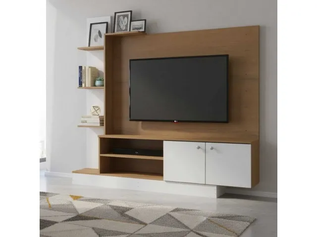 Estanteria el Cairo Robre Dakar/Blanco - Muebles para TV, Uruguay | Que Sal Muebleria