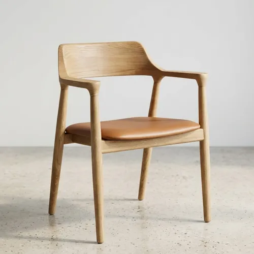 Silla en teca y cuero en Marrón - Sillas, Uruguay | Entrecasa