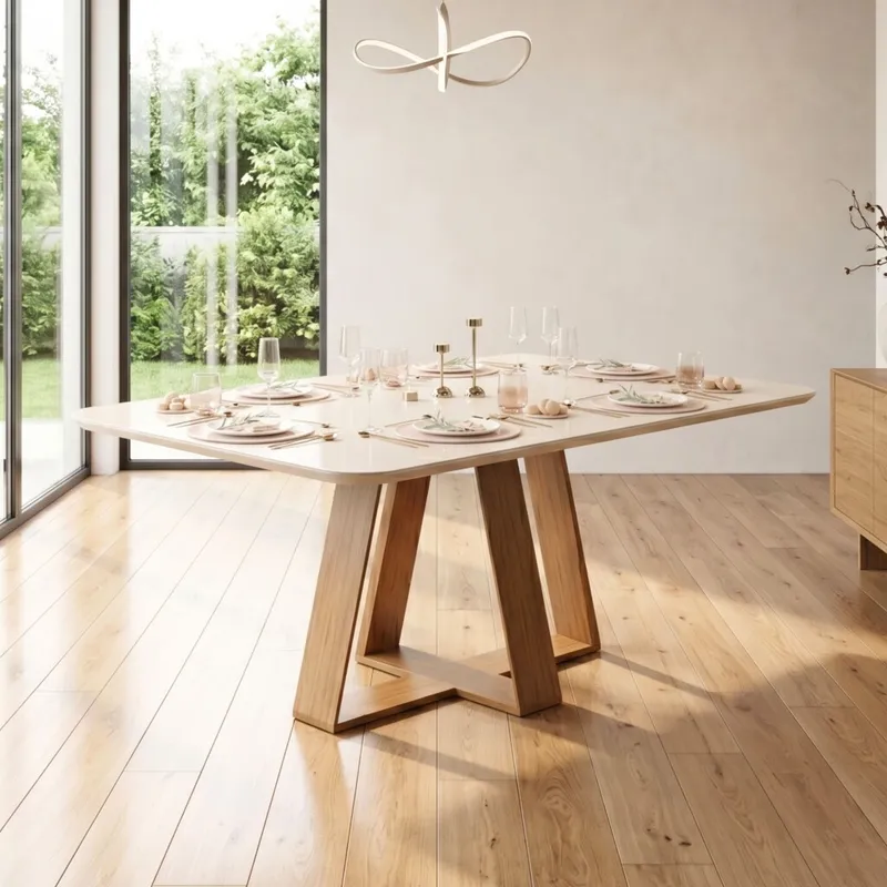 Mesa de Comedor 160 Beige - Linea Celeste Milán en Beige - Mesas de comedor, Uruguay | Rústico Hogar