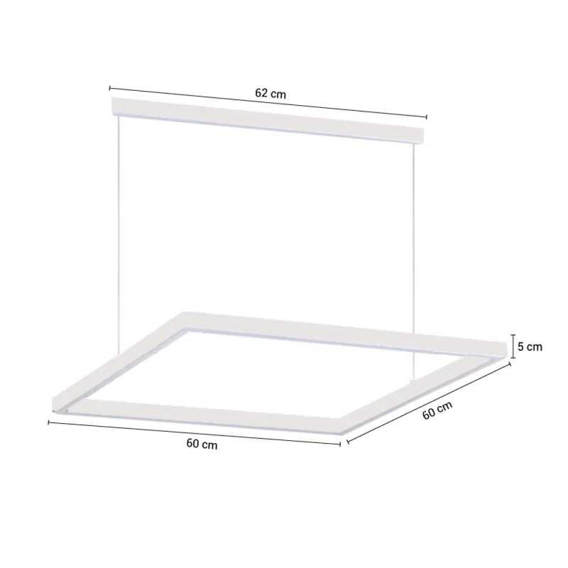 Colgante LED Cuadrado Zurich I 60 cm Blanco en Blanco - Lámparas colgantes, Uruguay | Serlux, vista 5