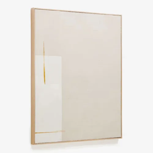 Cuadro abstracto de Salin con raya vertical de lino beige 80 x 100 cm en Beige - Decoración de pared, Uruguay | Kavehome