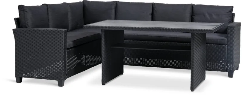 Set jardín AGERMOSE 6 plazas negro en Negro - Muebles para el exterior, Uruguay | JYSK